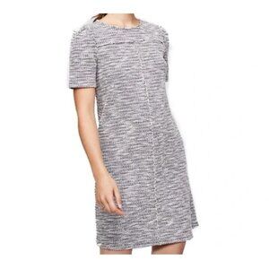 Ann Taylor Loft Tweed Shift Dress Pockets Size S Black White Preppy Office Casua